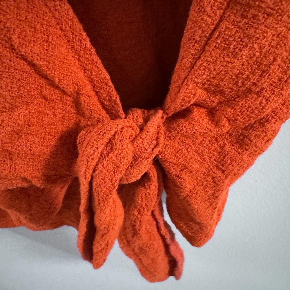 Madewell Spiced Cinnamon Texture & Thread Wrap Tie Crop Top. Size S - Picture 8 of 15